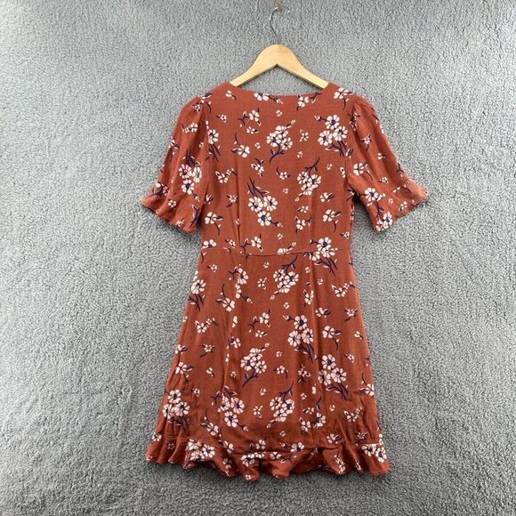 Black Swan Floral Dress Mini V-Neck Ruffle Short Sleeve Size Small womens - Picture 11 of 12
